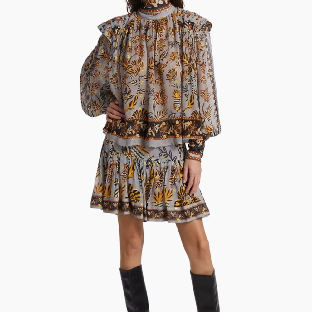 Farm RioFloral Tapestry Metallic Dot Miniskirt - Picture 4 of 10